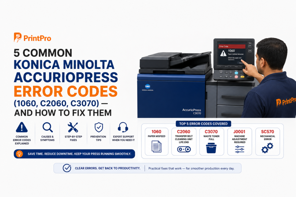 Konica Minolta AccurioPress error codes Category: Maintenance