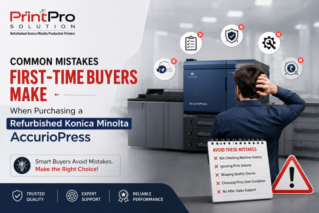 Common Mistakes First-Time Buyers Make When Purchasing a Refurbished Konica Minolta AccurioPress | PrintPro Solution | Konica Minolta Production Printer | PrintPro Solution