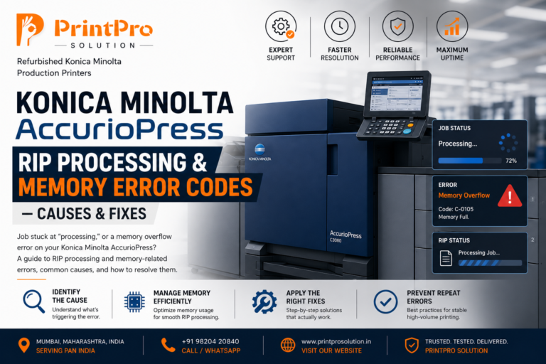 Konica Minolta AccurioPress RIP Processing & Memory Error Codes — Causes & Fixes | PrintPro Solution | Konica Minolta Production Printer | PrintPro Solution